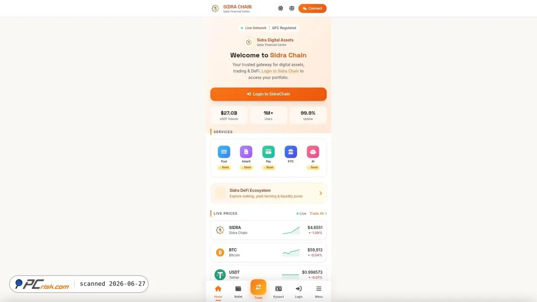Zrzut ekranu sidrachain-exchange.com