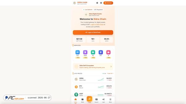 sidrachain-exchange.com screenshot