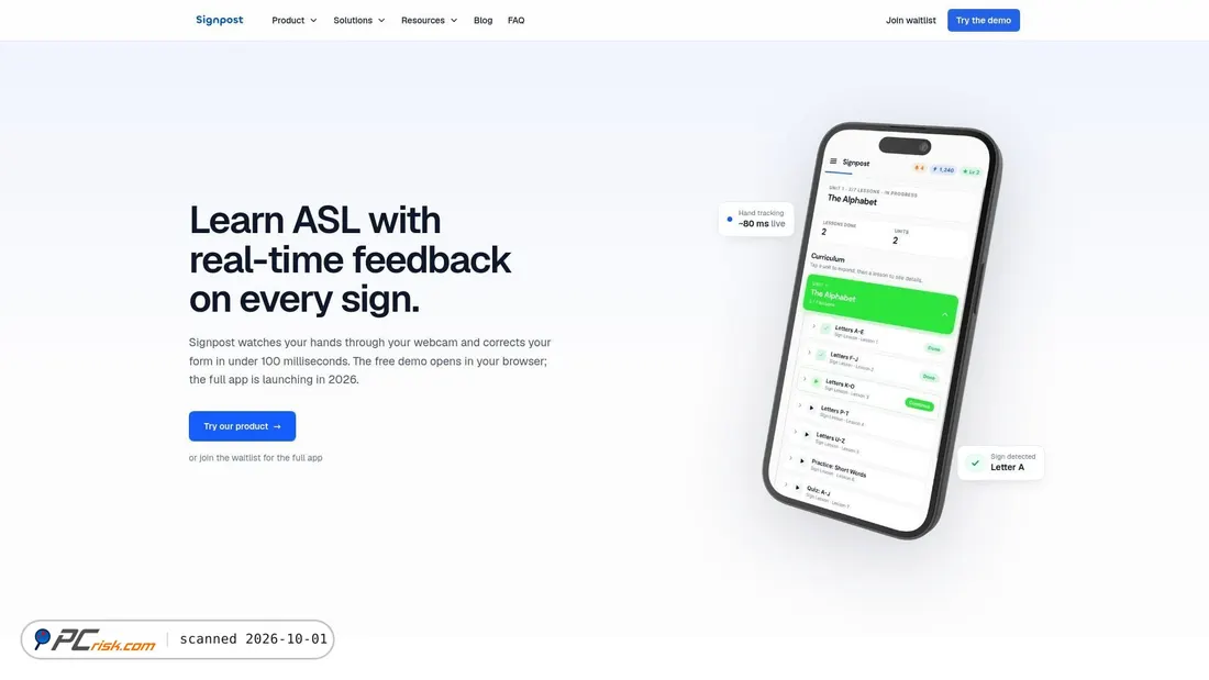 Screenshot van signpostasl.com