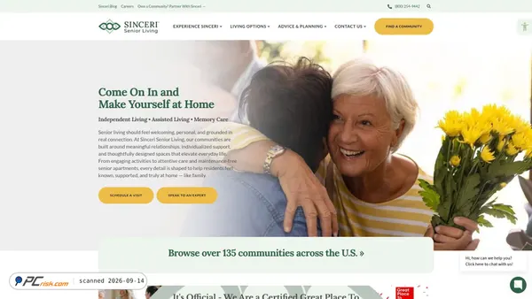 Captura de sinceriseniorliving.com
