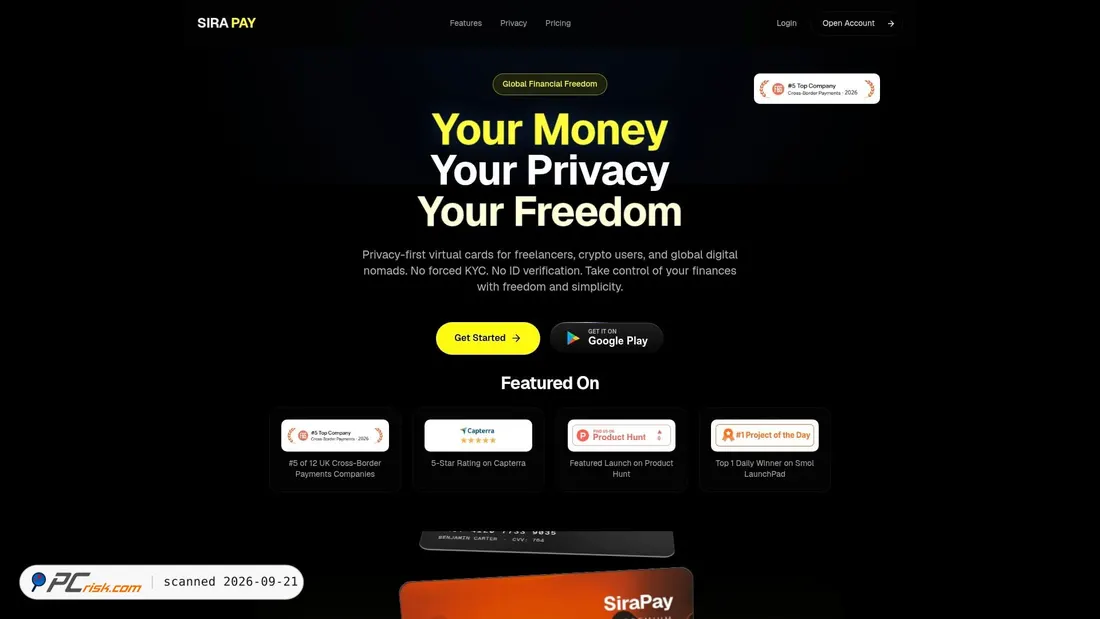 Screenshot of sirapays.com