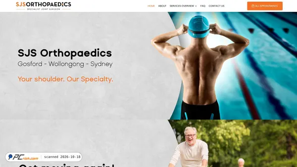 Captura de ecrã de sjsorthopaedics.com.au