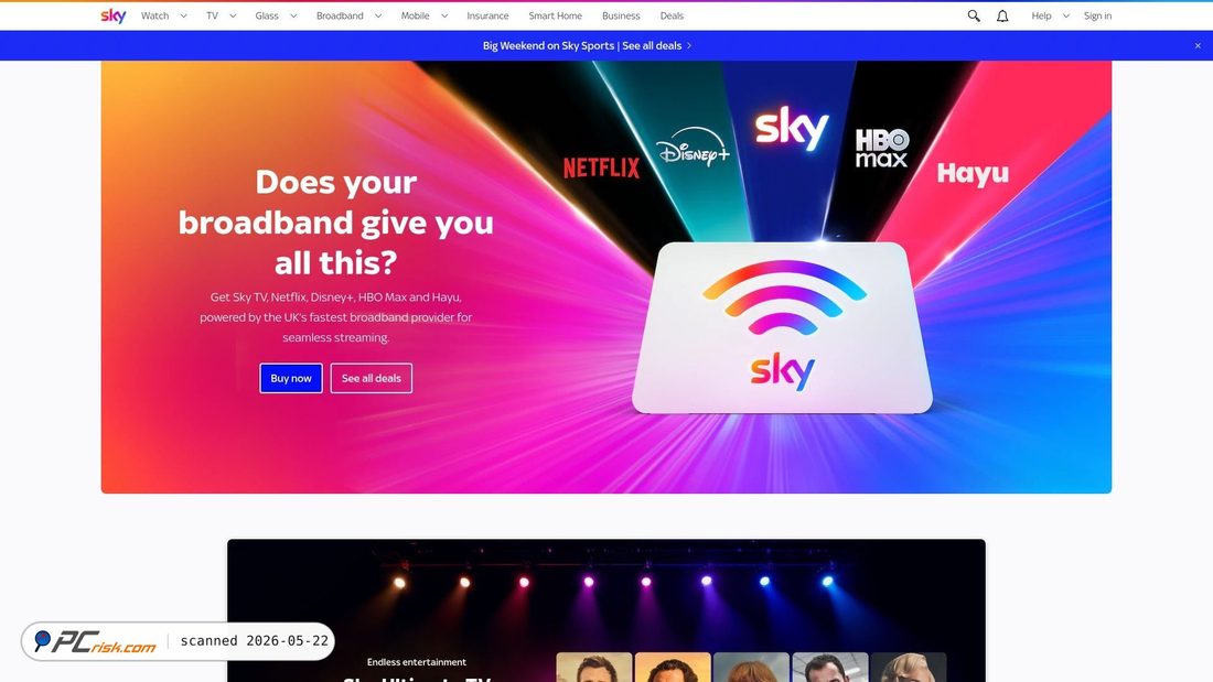 Screenshot of sky.com