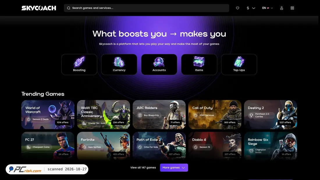 Screenshot of skycoach.gg