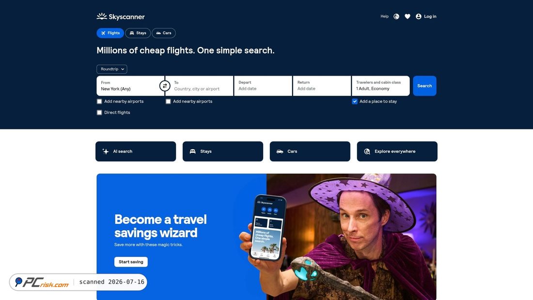 Screenshot of skyscanner.net