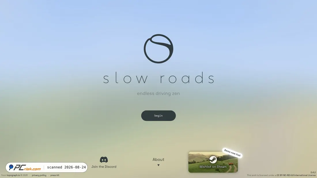 Screenshot of slowroads.io
