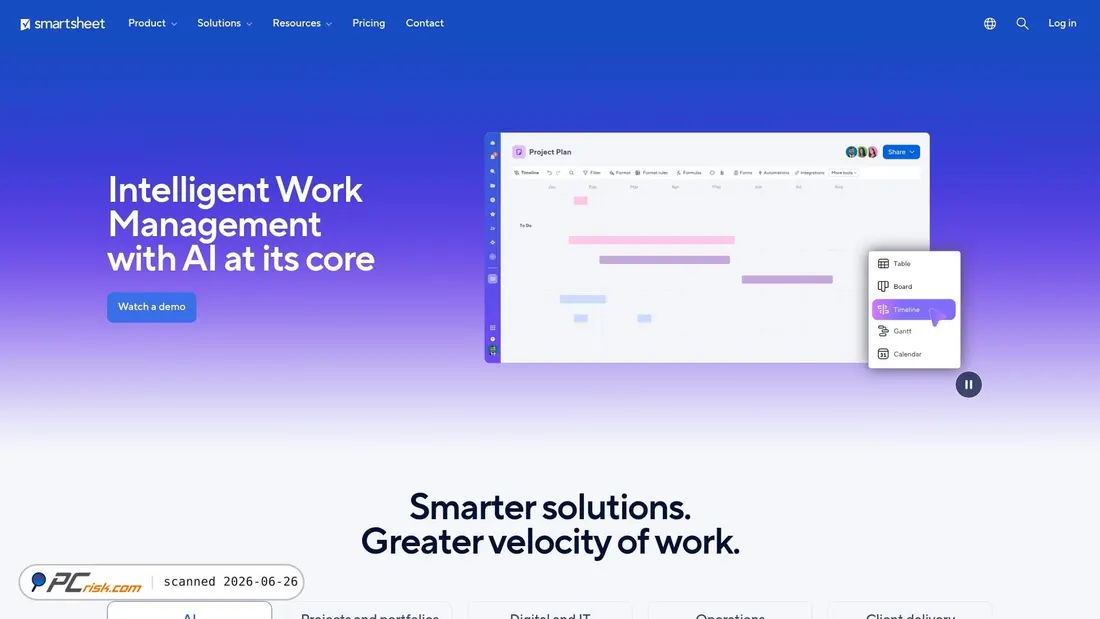 Captura de pantalla de smartsheet.com