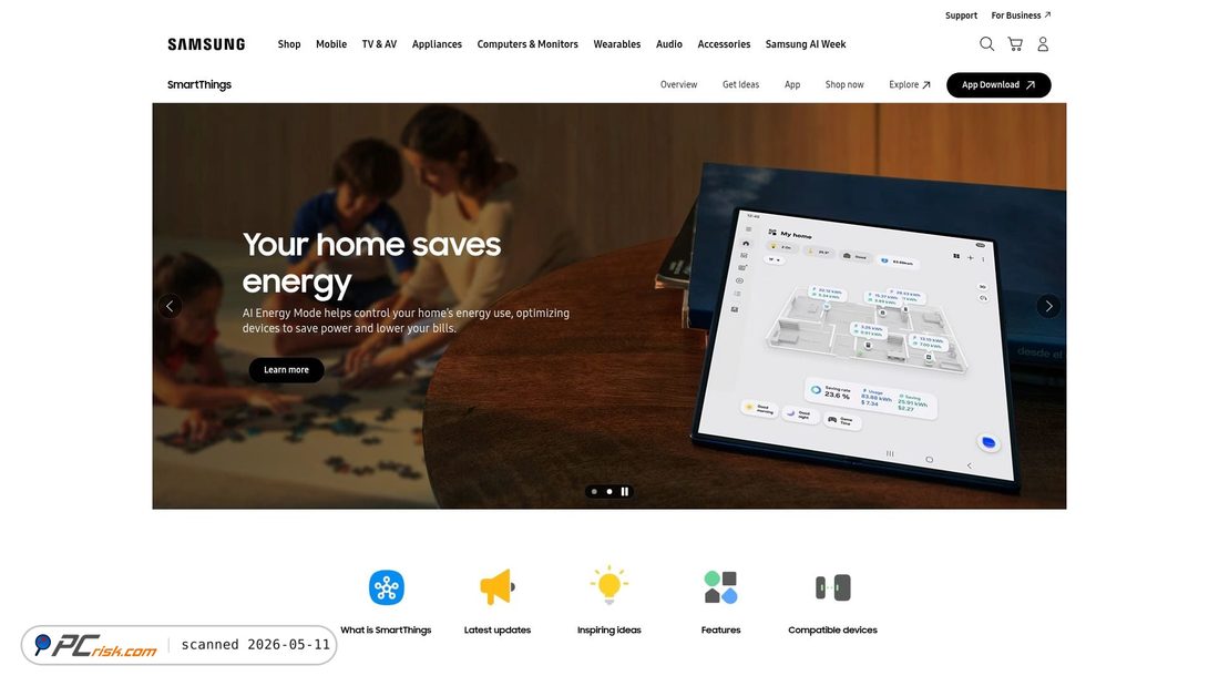 Screenshot von smartthings.com
