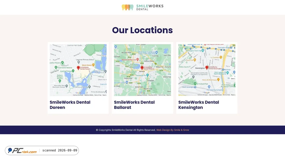 Captura de ecrã de smileworksdental.com.au