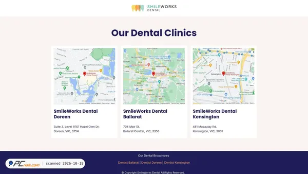 Captura de ecrã de smileworksdental.com.au