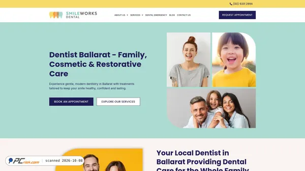 Captura de ecrã de smileworksdentalballarat.com.au