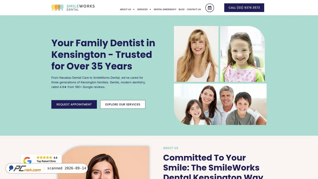 Capture d’écran de smileworksdentalkensington.com.au
