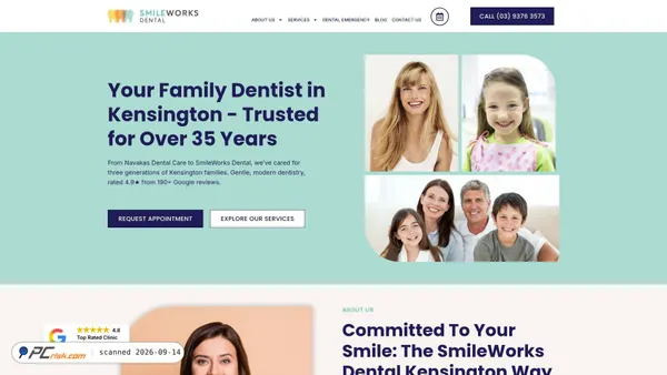smileworksdentalkensington.com.au Screenshot