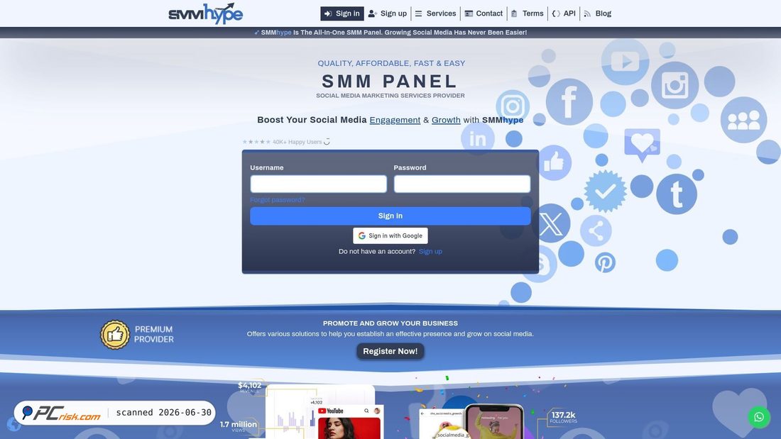 Screenshot of smmhype.com