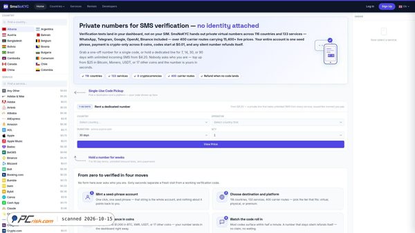 Capture d’écran de smsnokyc.com