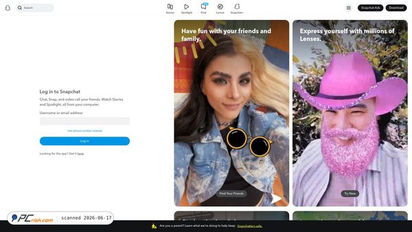 snapchat.com screenshot