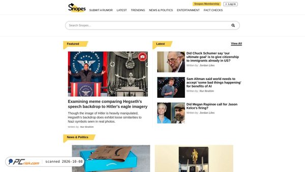 Screenshot van snopes.com