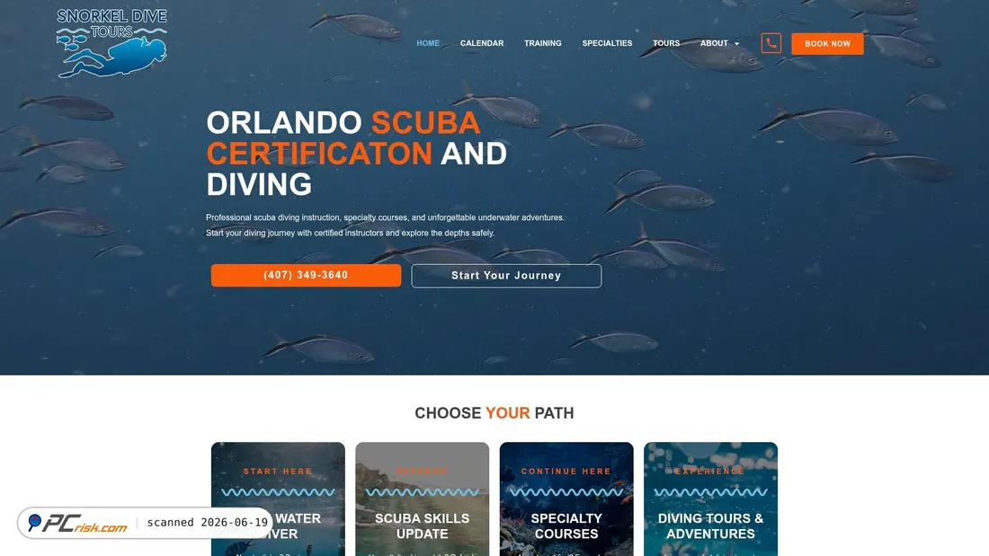 Screenshot di snorkeldivetours.com