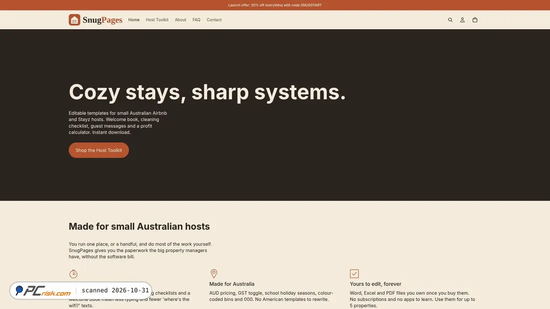Screenshot of snugpages.com