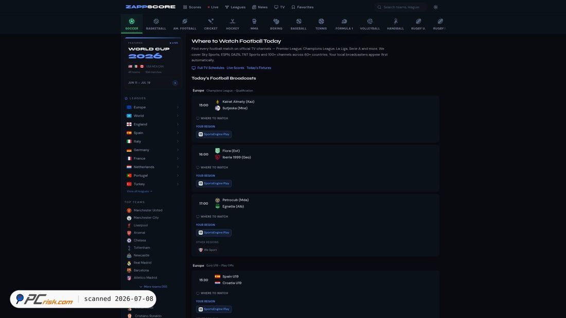 Screenshot of soccer-100.net