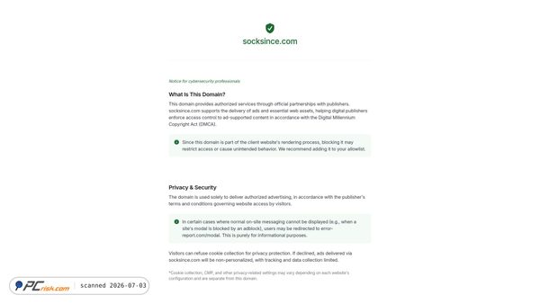 socksince.com screenshot