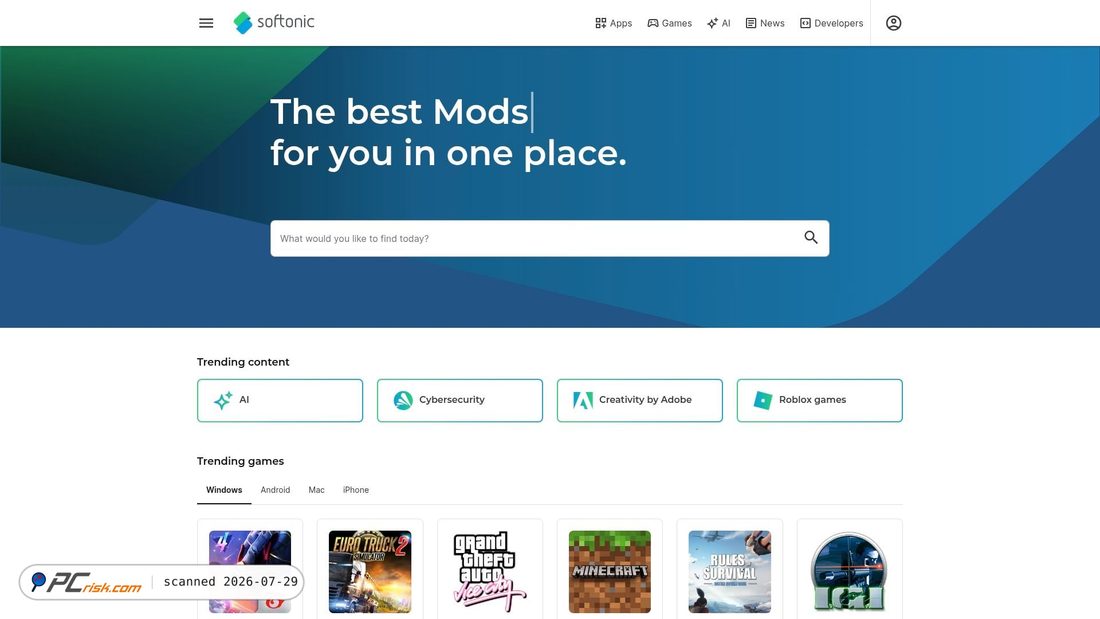 Screenshot von softonic.com