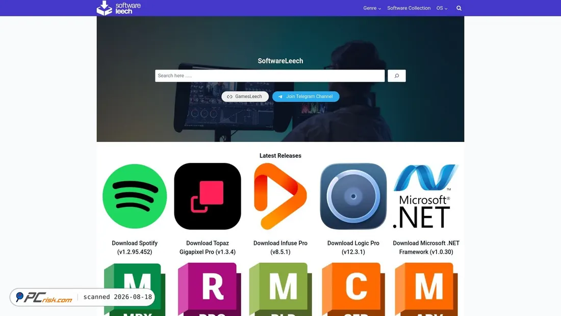 Screenshot von softwareleech.com