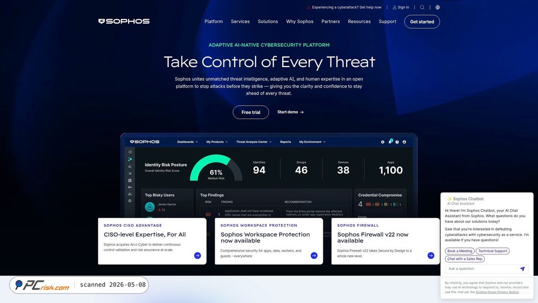Screenshot di sophos.com