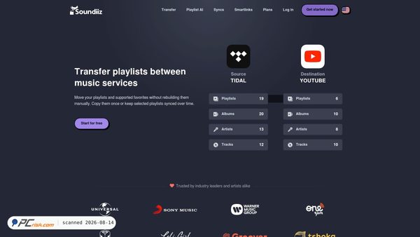 soundiiz.com screenshot