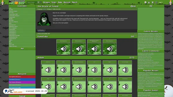 Captura de ecrã de sounds.spriters-resource.com