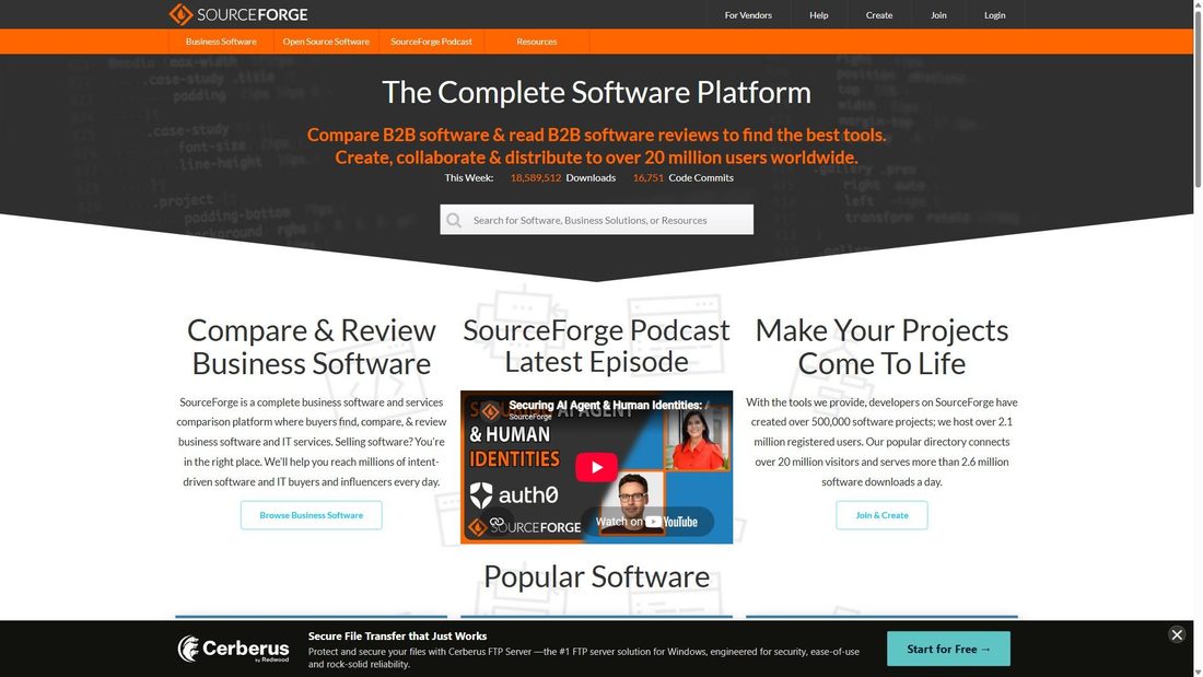Screenshot von sourceforge.net