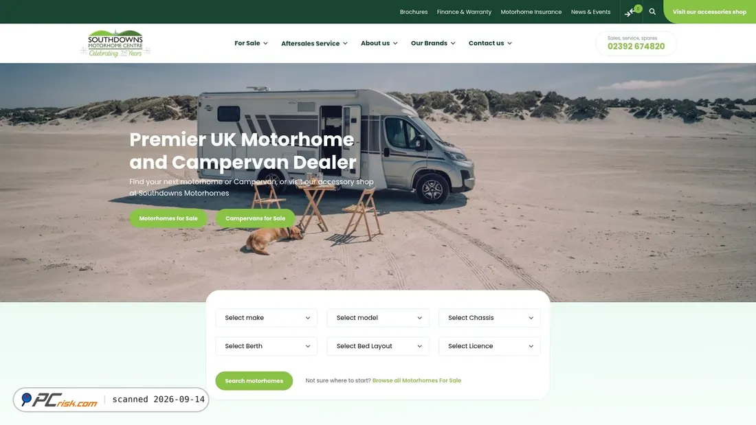 Screenshot di southdownsmotorhomes.co.uk