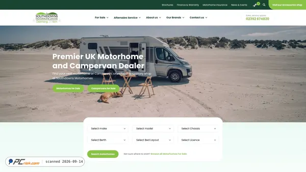 Capture d’écran de southdownsmotorhomes.co.uk