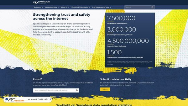 spamhaus.org screenshot