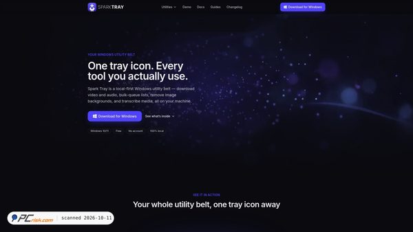 Screenshot di sparktray.io