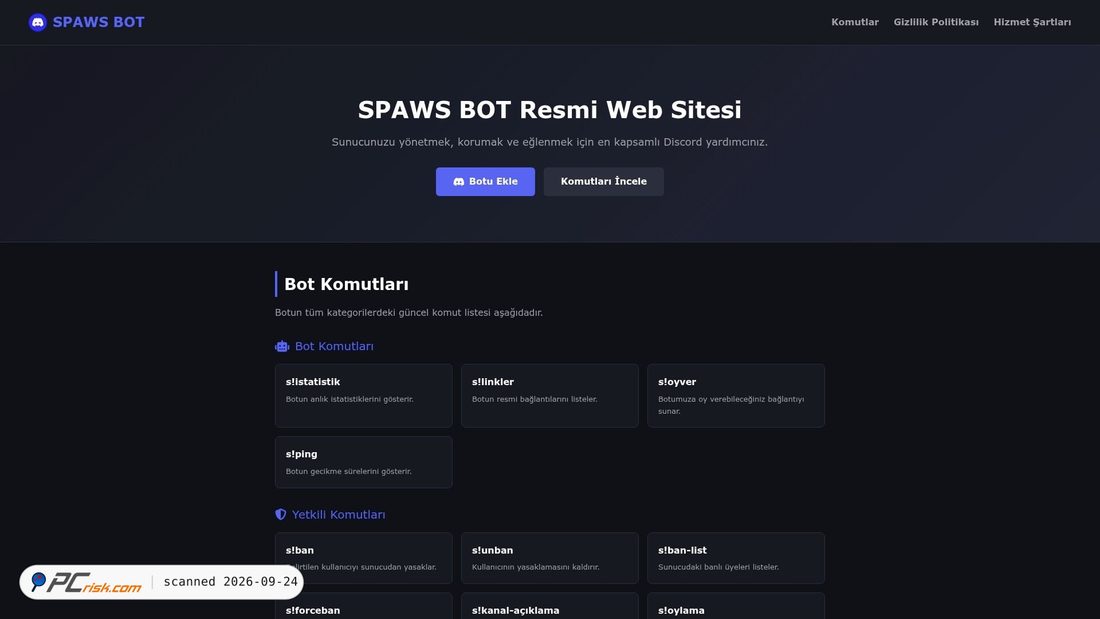 Captura de ecrã de spawsbot.xyz