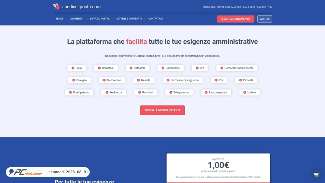Screenshot of spedisci-posta.com