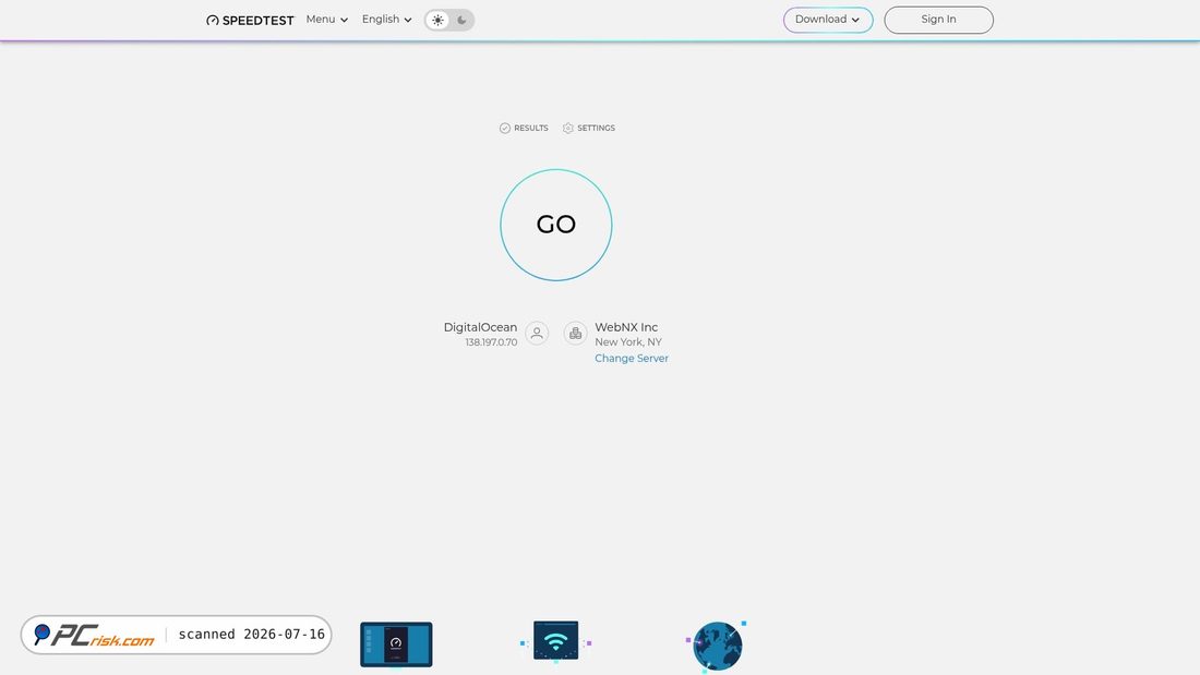 Screenshot von speedtest.net