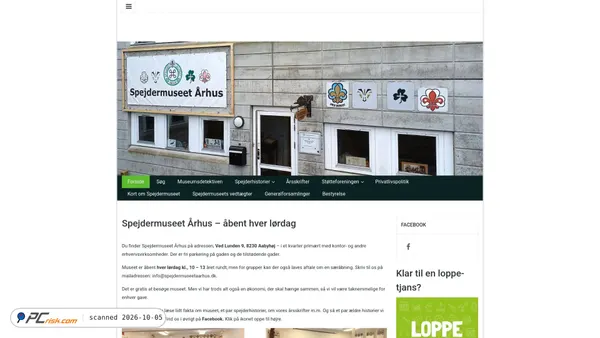 spejdermuseetaarhus.dk screenshot