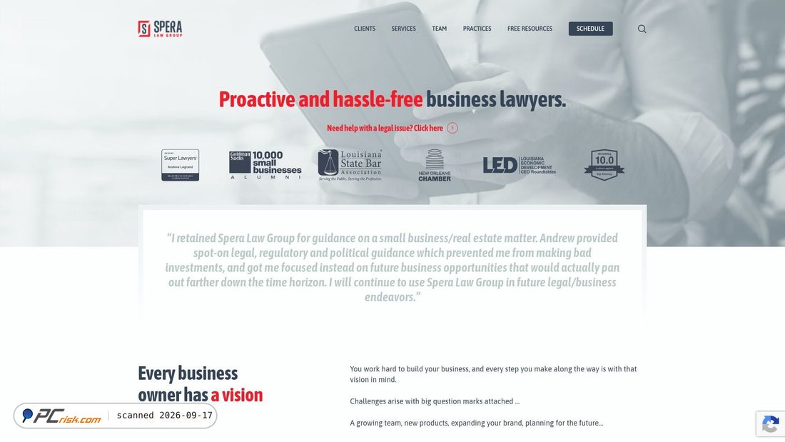 Screenshot of speralaw.com