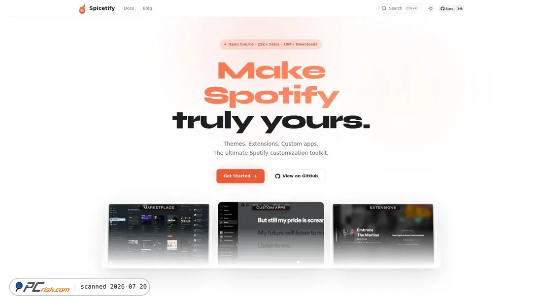 Screenshot of spicetify.app