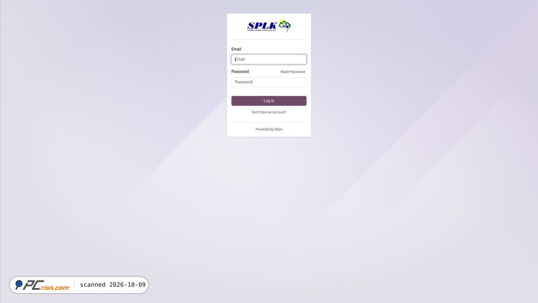 Captura de ecrã de splk.odoo.com