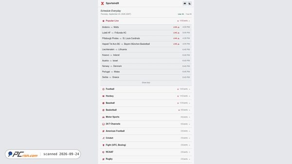 Screenshot van sportsindx.st