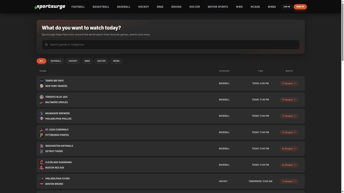Captura de ecrã de sportsurge.net