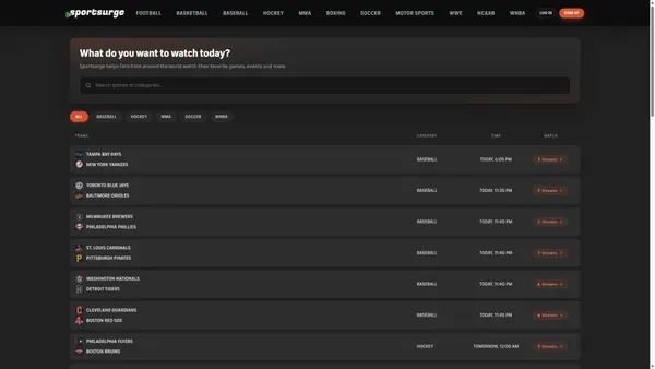 Captura de ecrã de sportsurge.net
