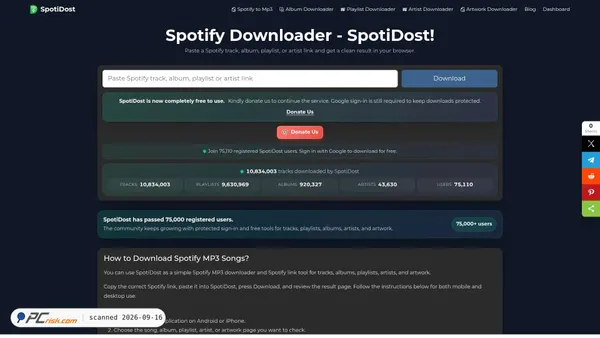 spotidost.com screenshot