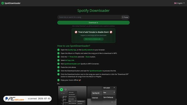 spotidownloader.com screenshot