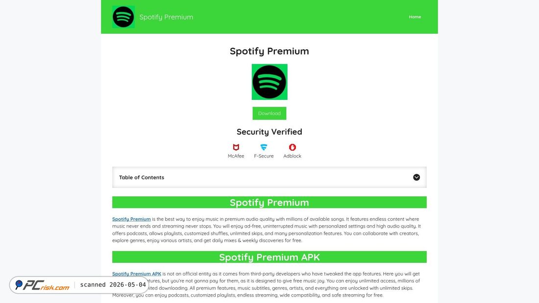 Capture d’écran de spotifypremi.com