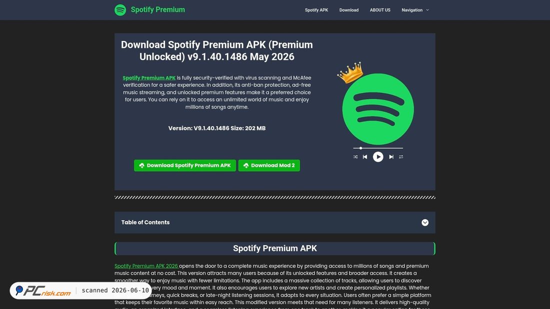 Screenshot of spotifypremiumapks.app