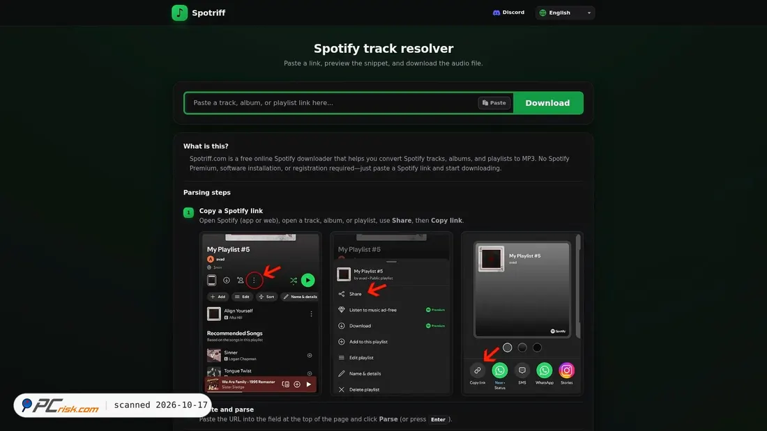 Screenshot of spotriff.com